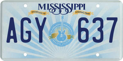MS license plate AGY637
