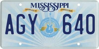MS license plate AGY640