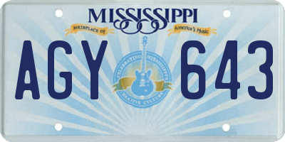 MS license plate AGY643