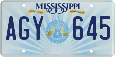 MS license plate AGY645