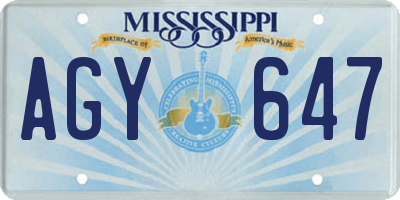 MS license plate AGY647