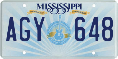 MS license plate AGY648