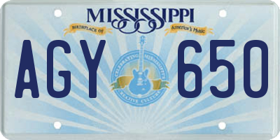 MS license plate AGY650