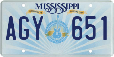MS license plate AGY651