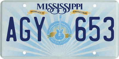 MS license plate AGY653