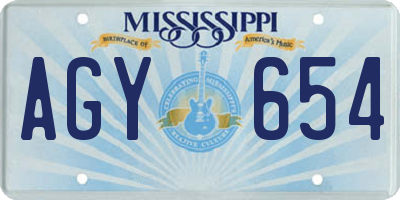 MS license plate AGY654