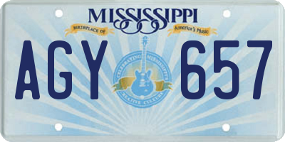 MS license plate AGY657