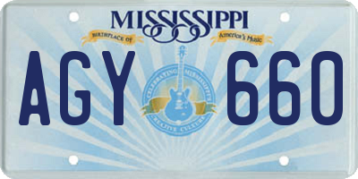 MS license plate AGY660