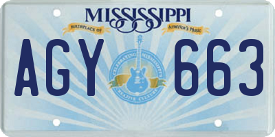 MS license plate AGY663