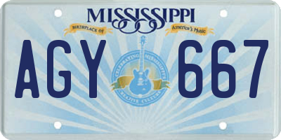 MS license plate AGY667