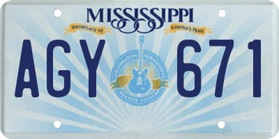MS license plate AGY671