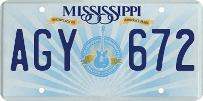 MS license plate AGY672