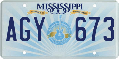 MS license plate AGY673