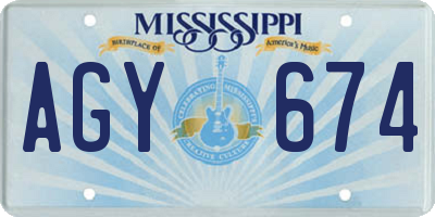 MS license plate AGY674