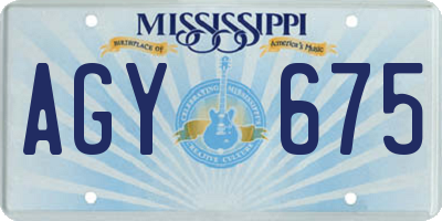 MS license plate AGY675