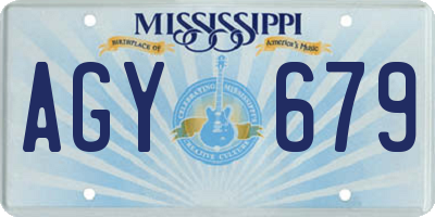 MS license plate AGY679