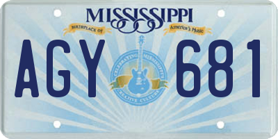 MS license plate AGY681