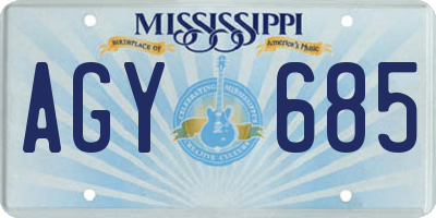 MS license plate AGY685