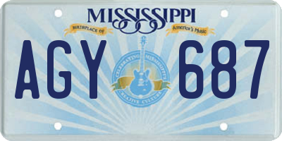 MS license plate AGY687