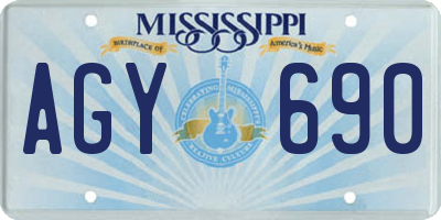 MS license plate AGY690