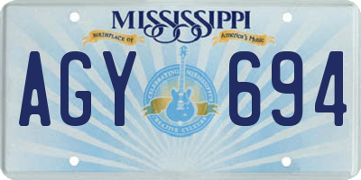 MS license plate AGY694