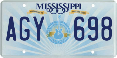 MS license plate AGY698