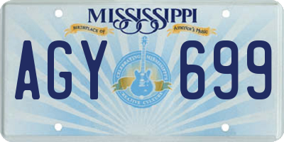 MS license plate AGY699