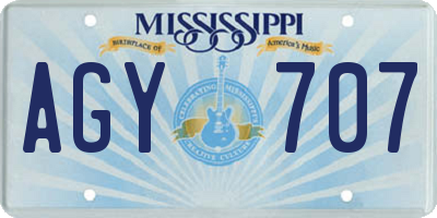 MS license plate AGY707