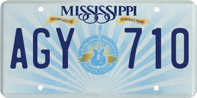 MS license plate AGY710