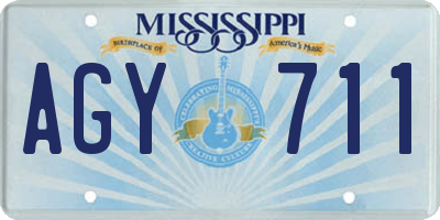 MS license plate AGY711