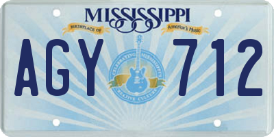 MS license plate AGY712