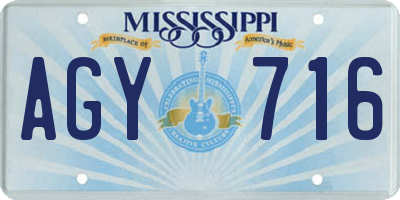 MS license plate AGY716
