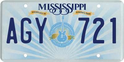 MS license plate AGY721