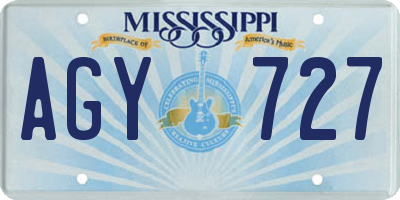 MS license plate AGY727
