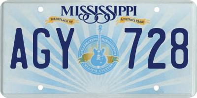 MS license plate AGY728