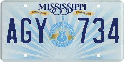 MS license plate AGY734