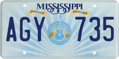 MS license plate AGY735