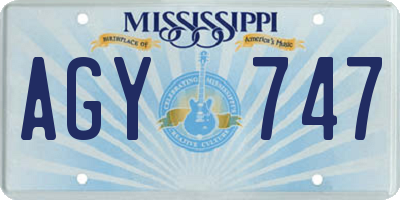 MS license plate AGY747