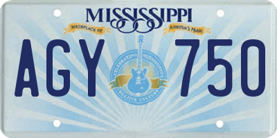 MS license plate AGY750