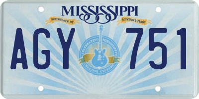 MS license plate AGY751