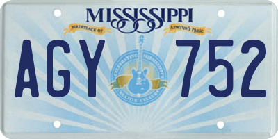 MS license plate AGY752
