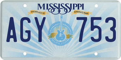 MS license plate AGY753