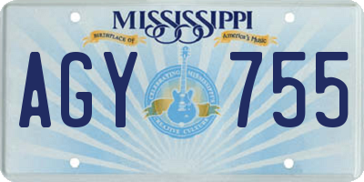 MS license plate AGY755