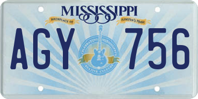 MS license plate AGY756