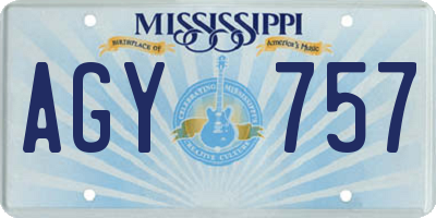 MS license plate AGY757