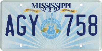 MS license plate AGY758