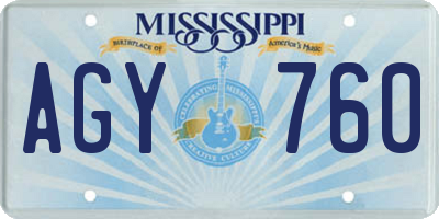 MS license plate AGY760
