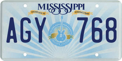 MS license plate AGY768