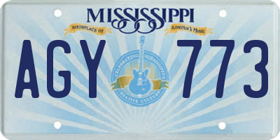 MS license plate AGY773
