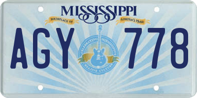 MS license plate AGY778